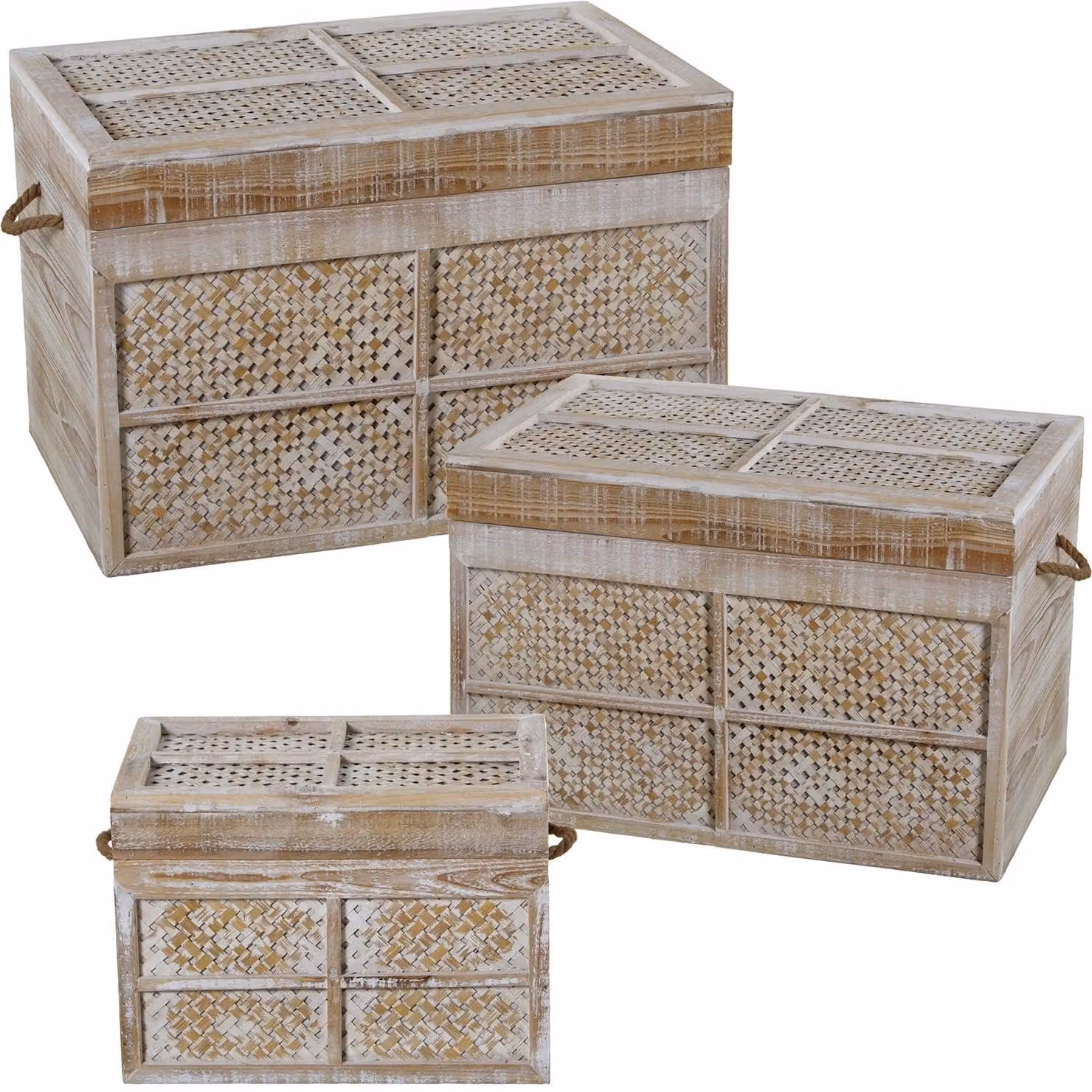 3 blocchi in legno, verniciati di bianco, dimensioni 60x40x40 cm