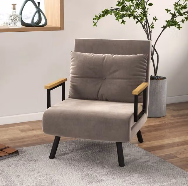 Poltrona letto ULEVR 63x73x81 cm con schienale reclinabile in 5 posizioni, grigio chiaro