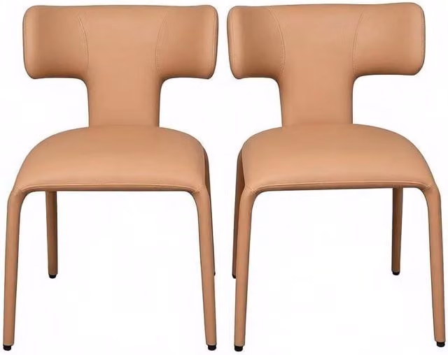 2 sedie da sala da pranzo in similpelle marrone chiaro, schienale curvo 53 x 53 x 78 cm