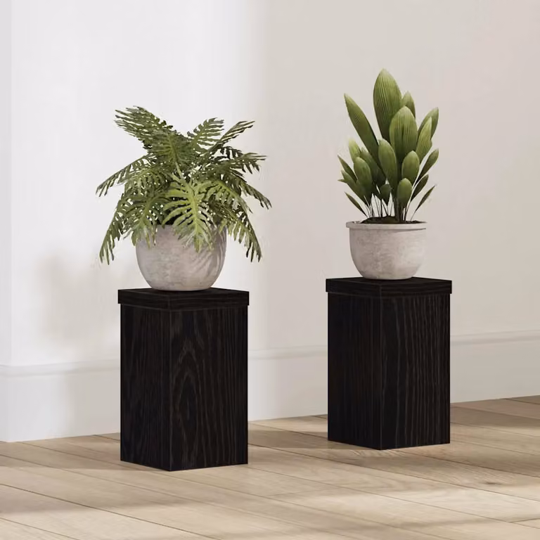 Set di 2 supporti per piante vidaXL in legno nero, L/P/H: 10 x 10 x 18 cm