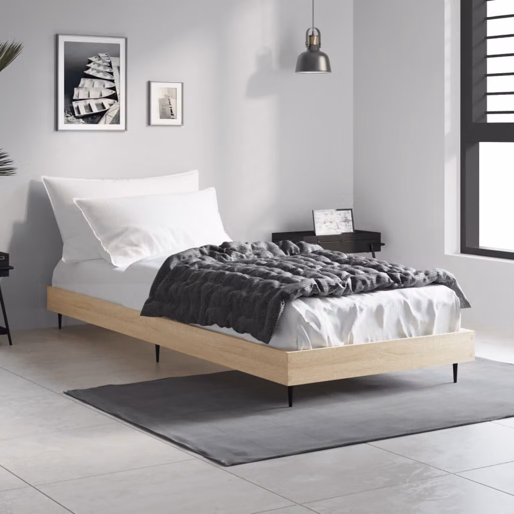 The Living Store Struttura per letto in rovere Sonoma 75x190 cm Materiale a base di legno