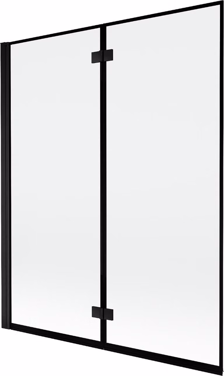Mexen Mist paratia per vasca da bagno a 2 ante sinistra 140 x 150 cm, cornice nera, nero - 8A9-140-002-70-70-L