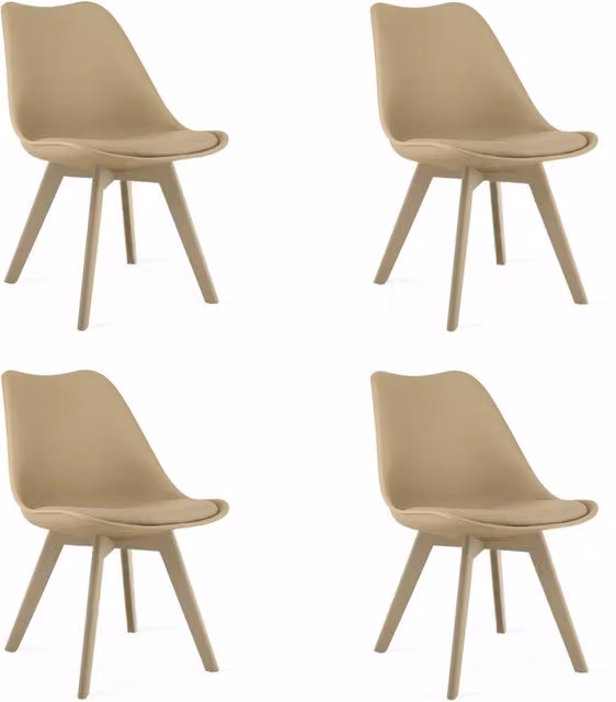 Set di 4 Sedie Mark in Polipropilene con Cuscino Beige