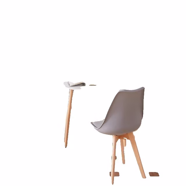 Set tavolo da pranzo, design rotondo, rivestimento in PU, set sala da pranzo grigio