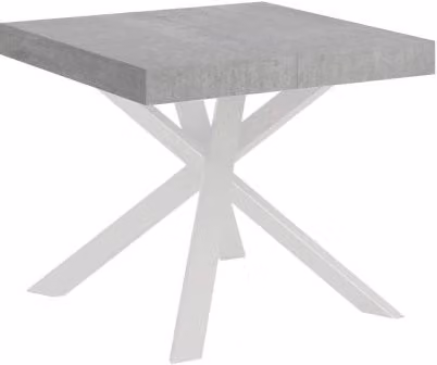 Tavolo allungabile Clerk Itamoby con piano effetto cemento e gambe bianche L/P: 90 x 90 cm, estensibile fino a 194 cm