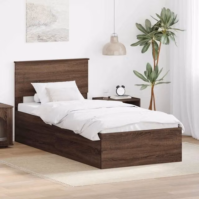 Letto con testiera vidaXL in legno Rovere Marrone L: 90 cm, P: 190 cm