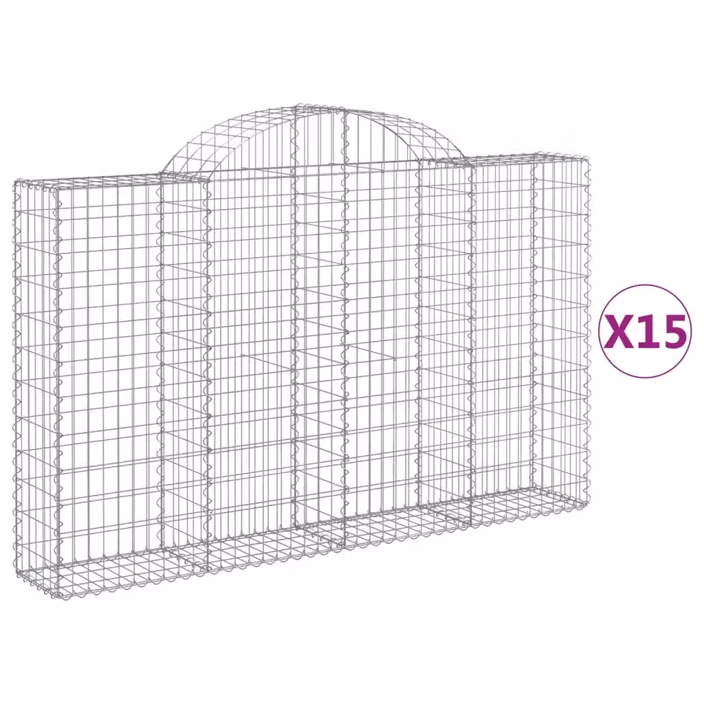 Set di 15 Cesti Gabbioni ad Arco Videx in Acciaio Zincato Colore Argento L: 200 cm, P: 30 cm, H: 120/140 cm – 2