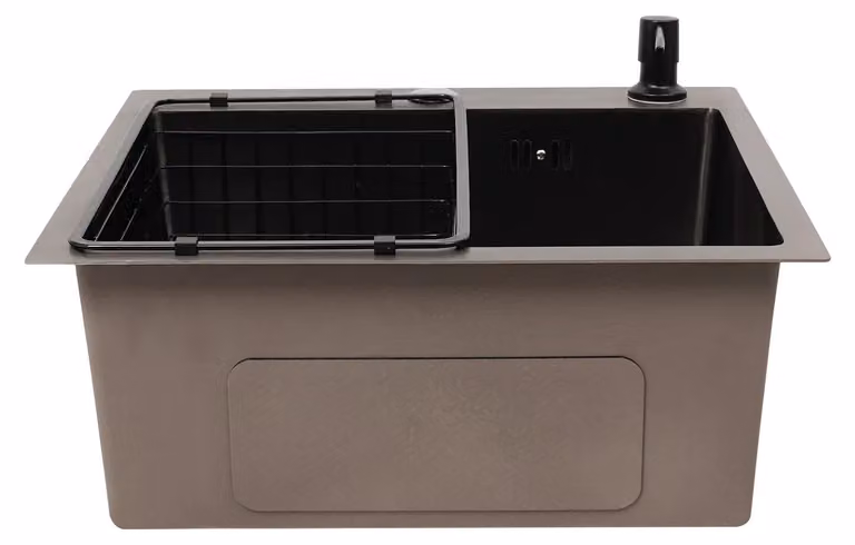 Lavello da cucina, grande capacità, acciaio inox resistente, nero