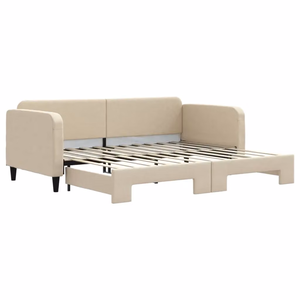Divano Letto con Letto Estraibile vidaXL in Tessuto Beige con Struttura in Legno e Metallo per Soggiorno e Camera da Letto L/P/H: 223 x 90 x 75 cm – 2