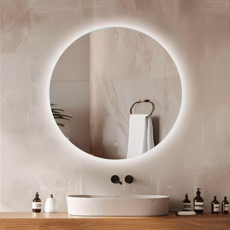 Specchio da bagno LED rotondo, diametro 50 cm, con interruttore touch, dimmerabile, temperatura di colore 6000 K