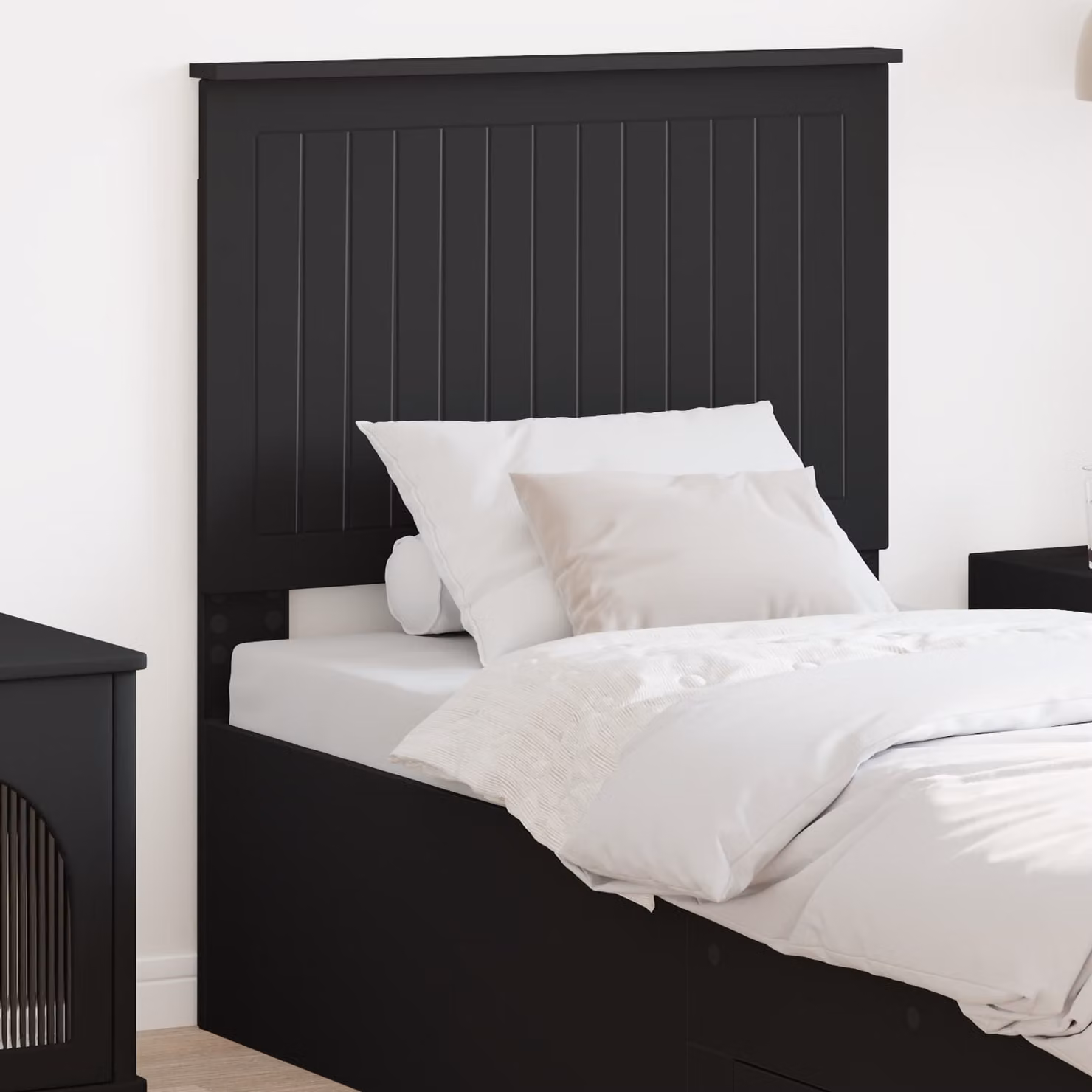 Testiera per letto moderna vidaXL in legno ingegnerizzato nero opaco