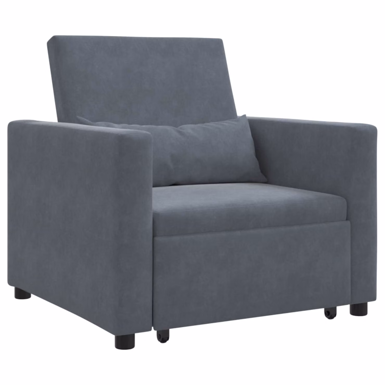 vidaXL Divano letto singolo estraibile in velluto grigio con struttura in metallo e braccioli