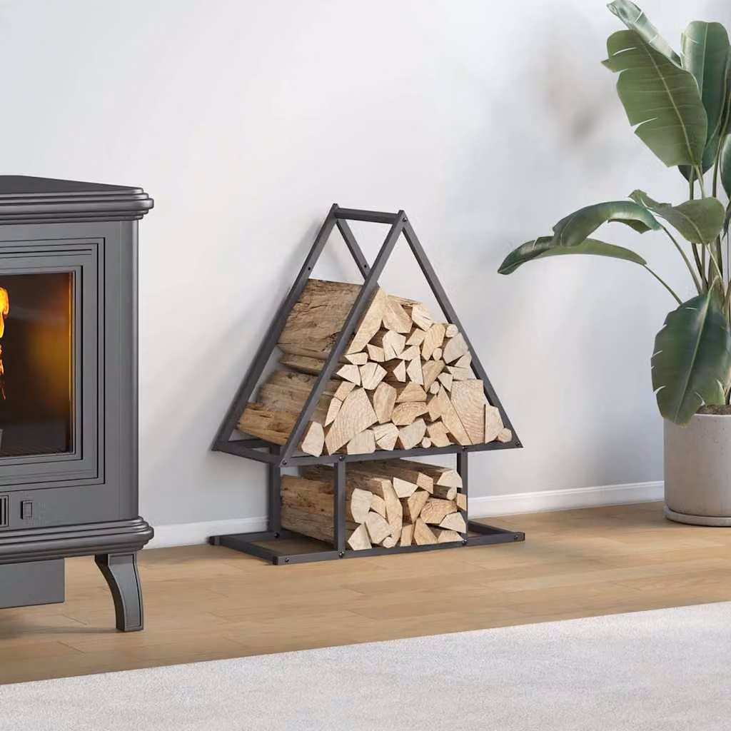 Rastrelliera per legna da ardere vidaXL, colore nero, L 50 x P 25 x H 60 cm