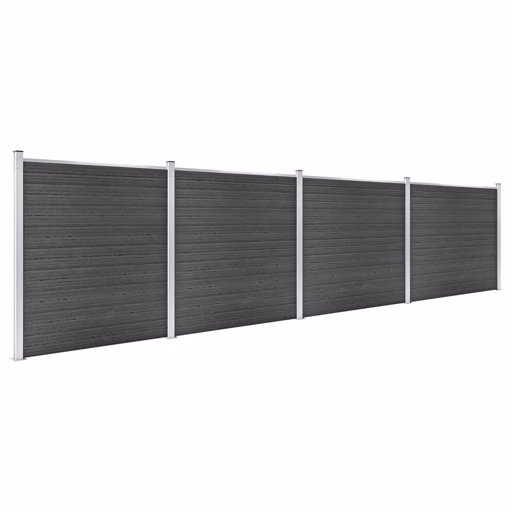 Set di elementi di recinzione WPC 699x186 cm nero
