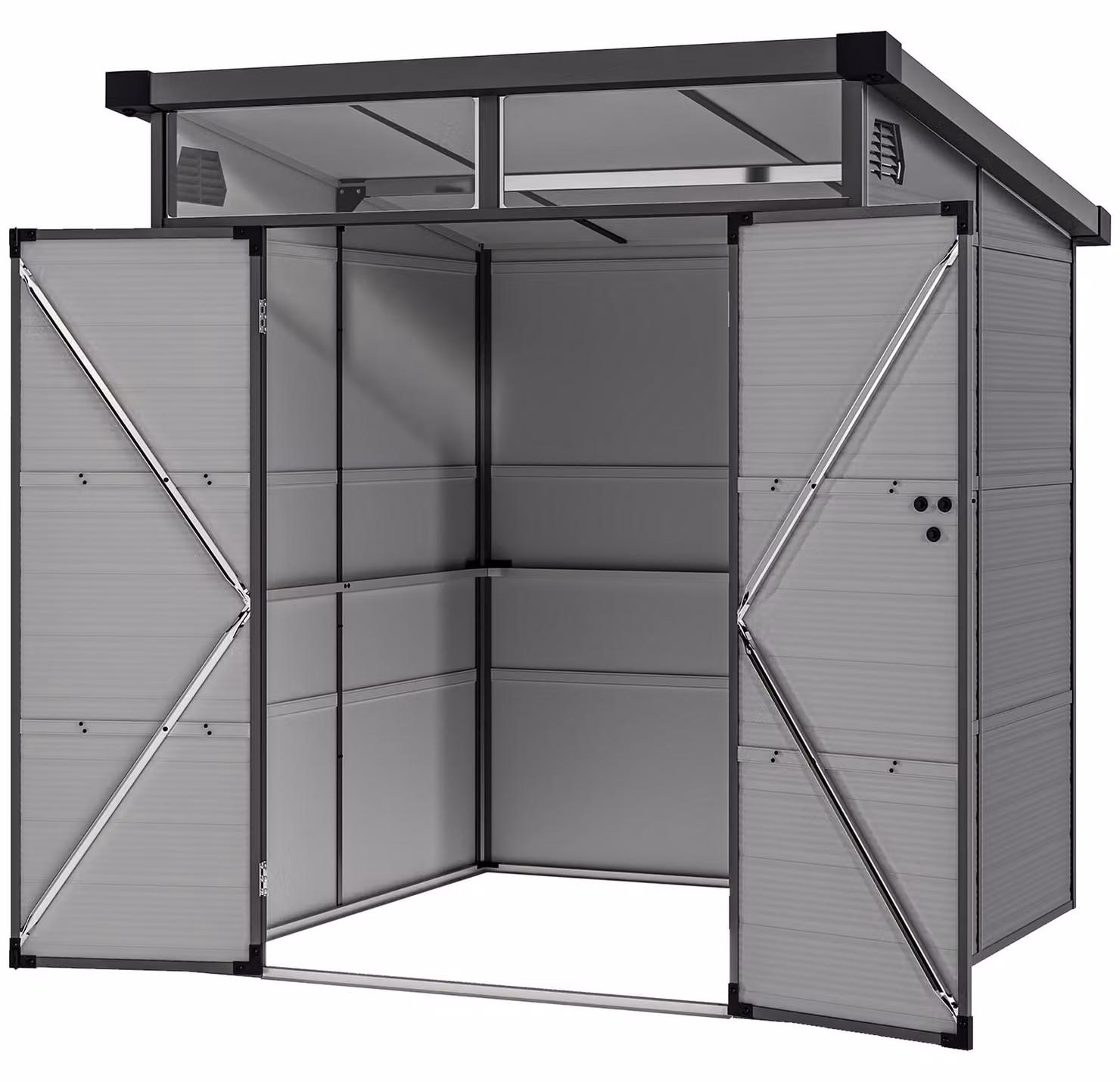 Outsunny capannone in plastica 3,24m³ 190x191x215cm capanno per attrezzi con tetto monofalda