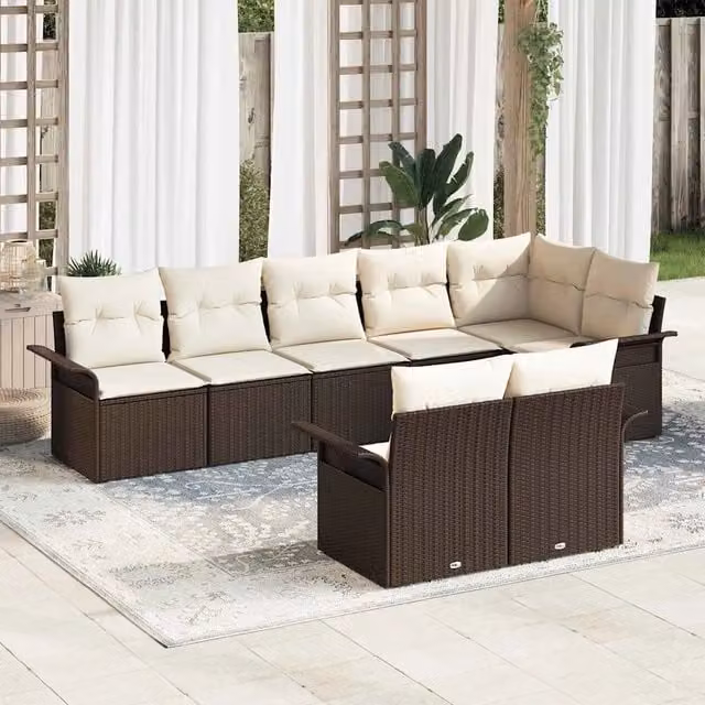 Set Divano da Giardino 8 pz Marrone polyrattan 3345408