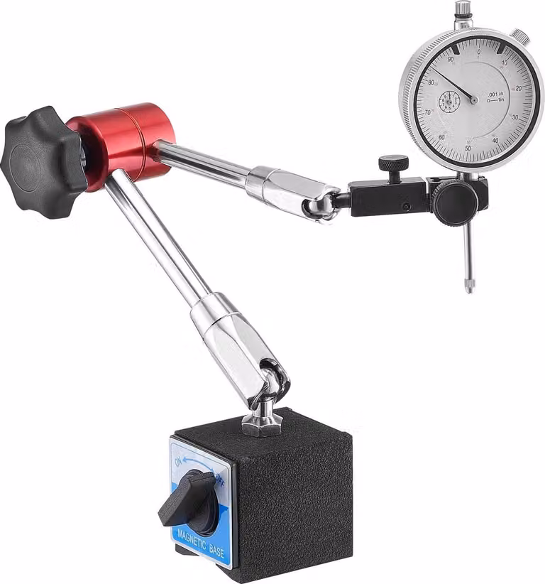 Calibro a quadrante con supporto magnetico - Set di supporti per calibro a quadrante - Campo di misura 0-25,4 mm - Precisione 0,03 mm - Base magnetica - Facile da leggere - Per la messa a punto della macchina - Per aree strette
