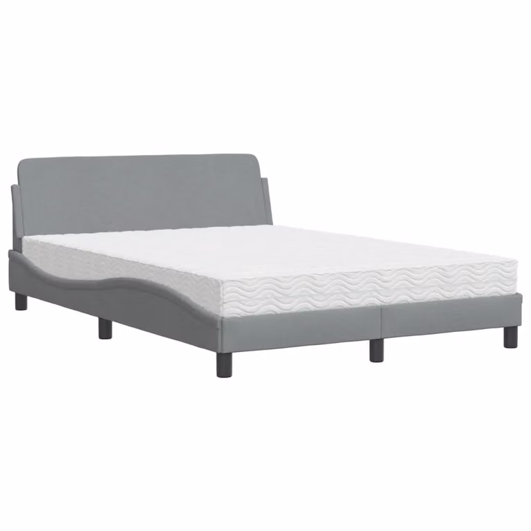 Letto con Materasso Dover Grigio Chiaro 120x200cm Tessuto