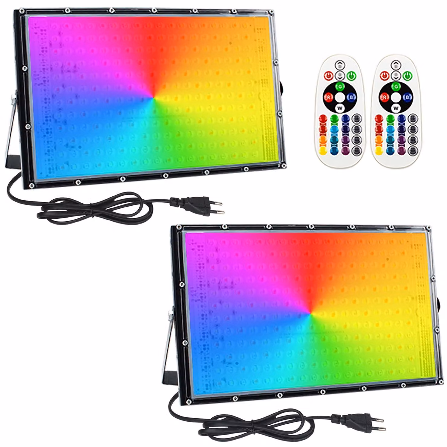 Fari LED RGB da esterno, 150 W, confezione da 2, grado di protezione IP65, con telecomando