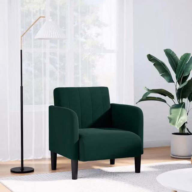 Poltrona Relax Design Mania in Velluto Verde con Braccioli – 1