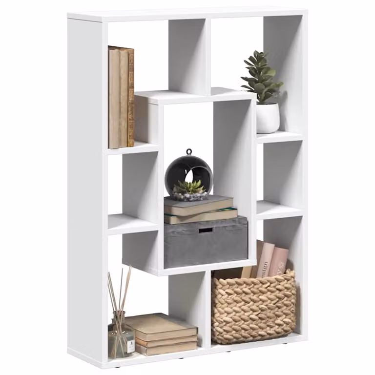 Libreria moderna vidaXL bianca in legno con design geometrico L: 63 cm, P: 20 cm, H: 90 cm