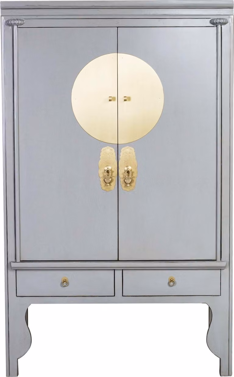 Armadio per matrimoni cinese Grigio pastello - Collezione Orientique L100xP55xH175cm Armadio cinese Armadio per matrimoni cinese Mobili orientali Asiatici