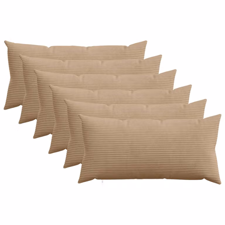 Set di 6 federe vidaXL HEERLEN in velluto a coste marrone, L 40 cm x P 70 cm