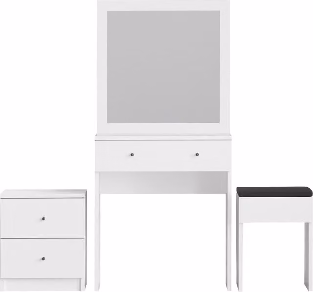 Set da toeletta in legno "Nice" - 65 x 35 x 139 cm - Bianco