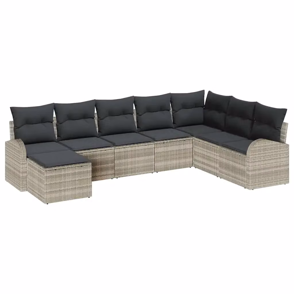 Set Divano da Giardino a L con Ottoman vidaXL, 8 Pezzi, Grigio – 2