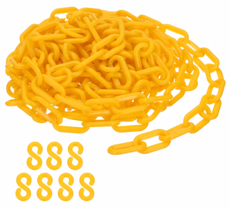 Catena in plastica, 5 metri, con 7 ganci, utilizzabile come barriera di sicurezza per la gestione del flusso di persone