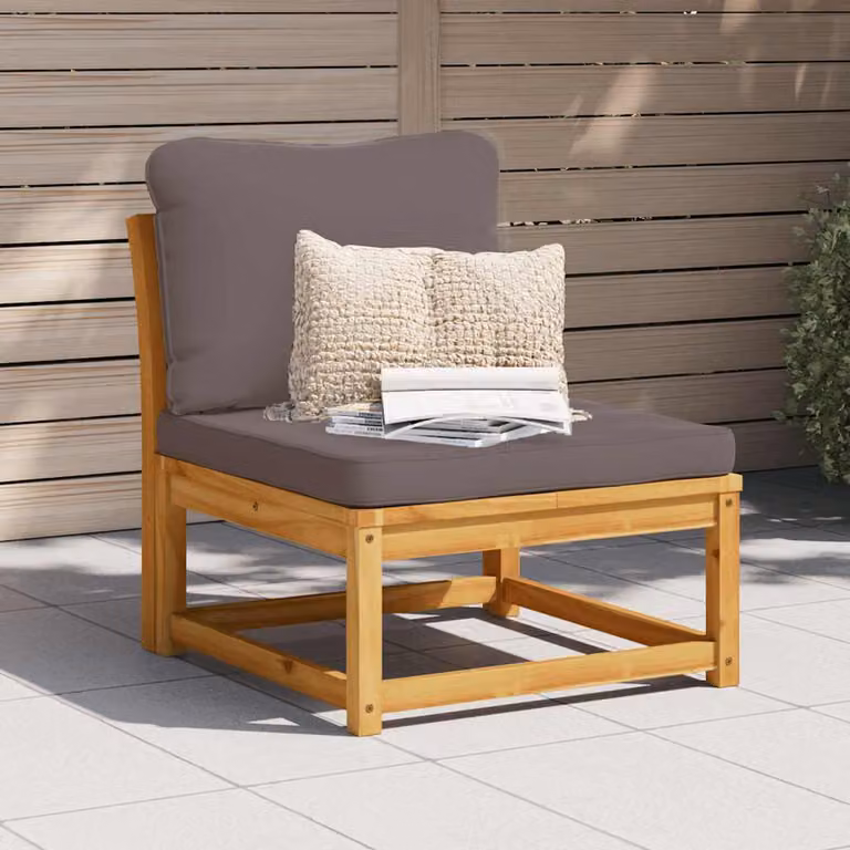 vidaXL Divano da Giardino Moderno in Legno di Acacia Oliato con Cuscini Grigio e Marrone