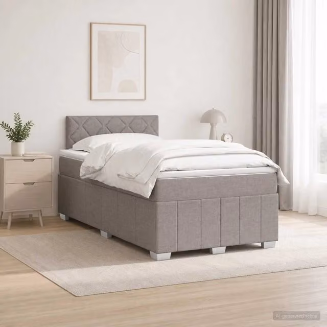 Letto box spring con materasso ibrido vidaXL color tortora L/P: 120 x 200 cm