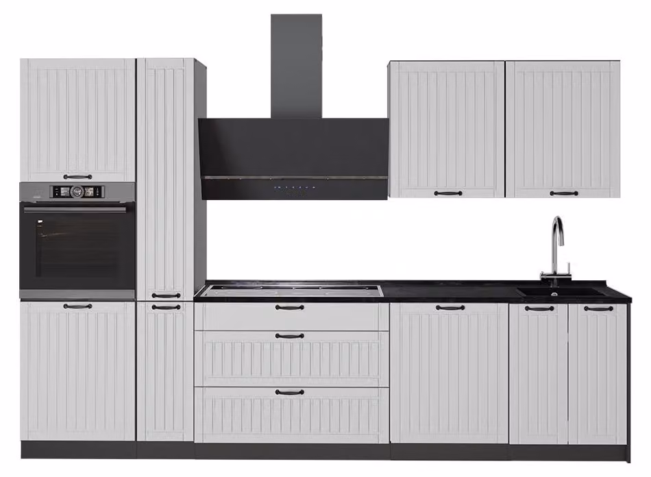Cucina componibile Vicco Fame-Line Bianco rustico/Antracite 310 cm senza piano di lavoro, Model 64280