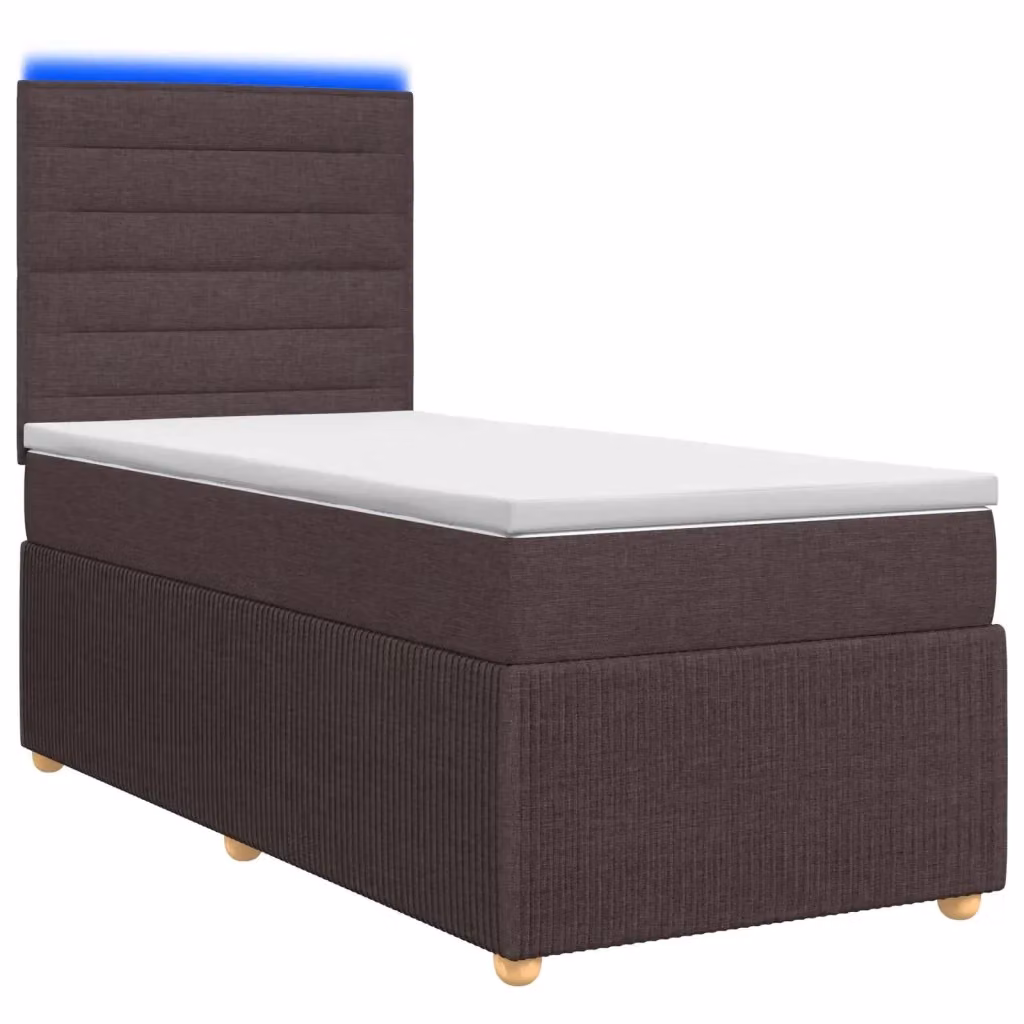 Letto Box Spring vidaXL con Materasso Ibrido e Illuminazione LED sotto il letto, Colore Marrone e Bianco, L/P: 100 x 200 cm – 2