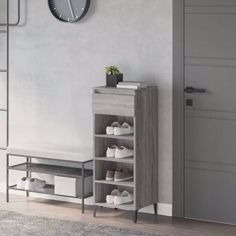 Scarpiera industriale vidaXL in legno e metallo, Grigio, L 40 cm x P 36 cm x H 105 cm