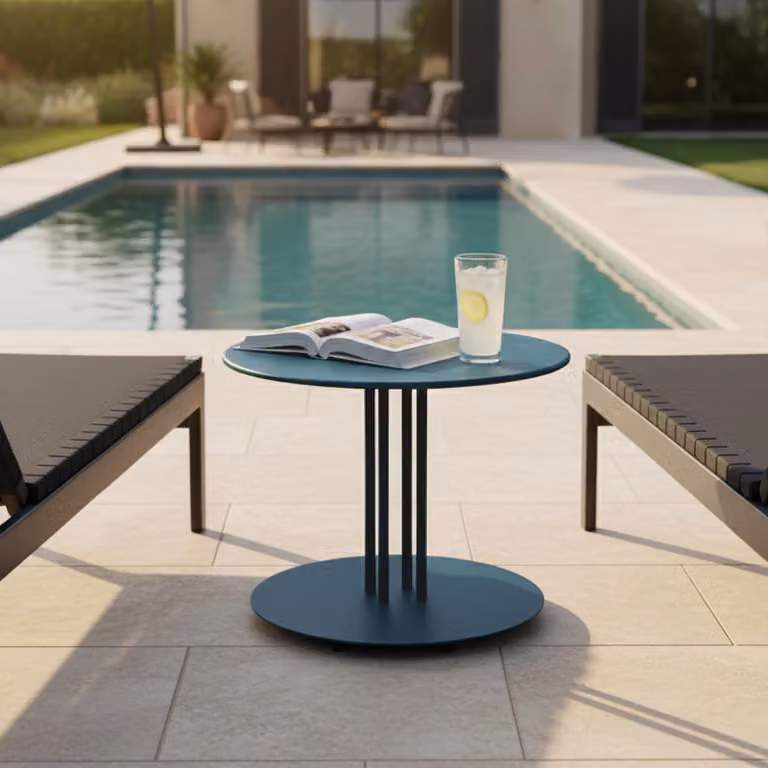 Tavolino da giardino blu Pacifico 50 cm - Oviala Skiro