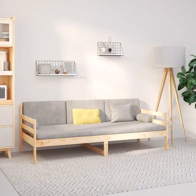 Dormeuse Design Mania in legno massello di pino, struttura letto divano senza materasso, colore grigio, L/P/H: 200 x 80 x 69,5 cm