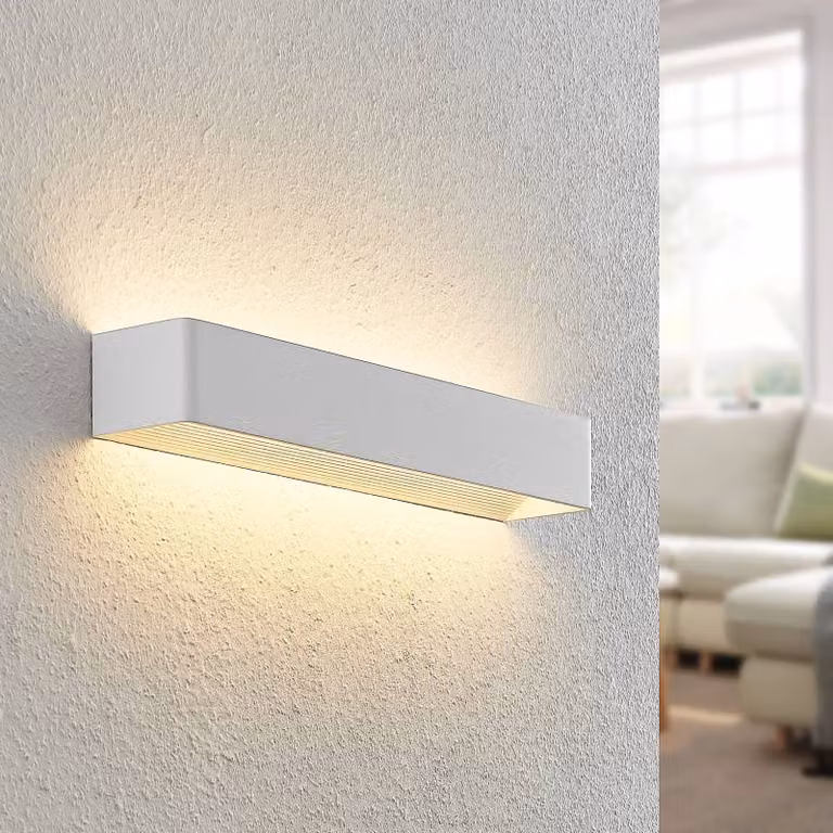 Applique da parete a LED Karam Arcchio, dimmerabile, Bianco / Opale, Soggiorno / Sala da pranzo, Alluminio, Moderno, Applique a LED