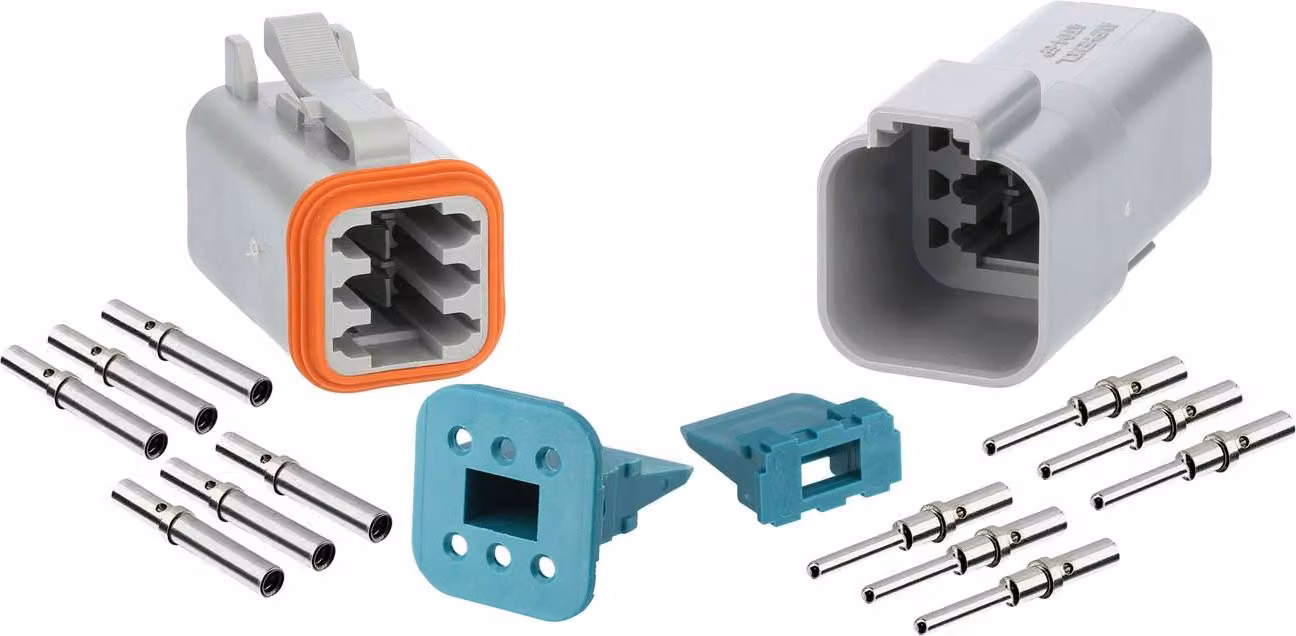Amphenol AS-6SM/F 105 SET Connettore serie AT 1xmaschio/1xfemmina, 6 poli, connessione a crimpare Diametro isolamento