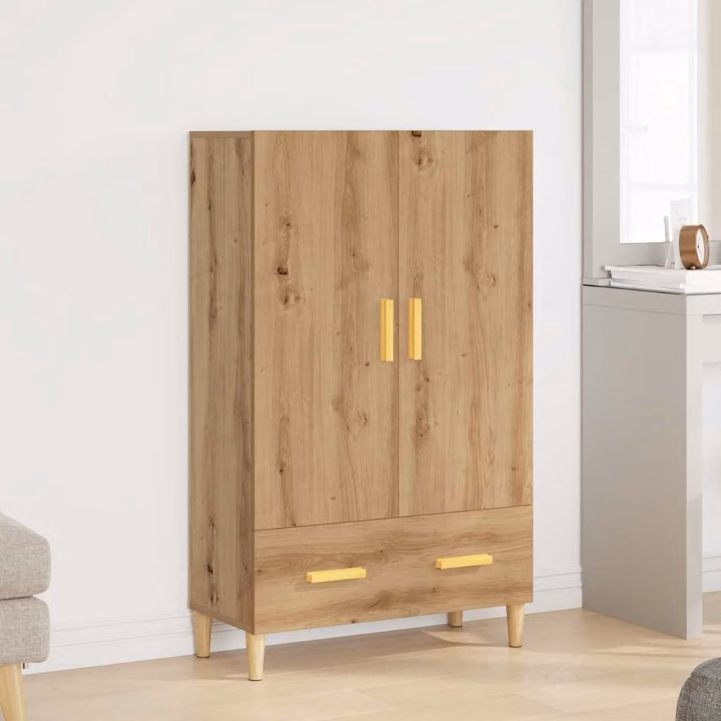 Credenza in stile industriale vidaXL in legno multistrato color rovere e metallo, L 70 cm x P 31 cm x H 115 cm