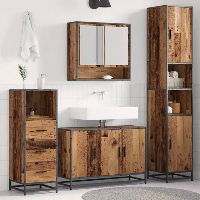 Set di mobili per il bagno 3 pz Legno vecchio 3402348
