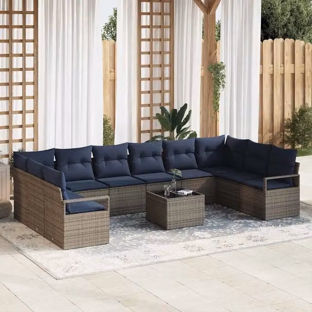 Set di divani 11 pz Grigio polyrattan 3346575