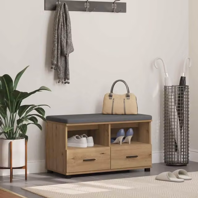Panca da ingresso e porta scarpe vidaXL in legno rovere marrone L: 80 cm, P: 38 cm, H: 46 cm