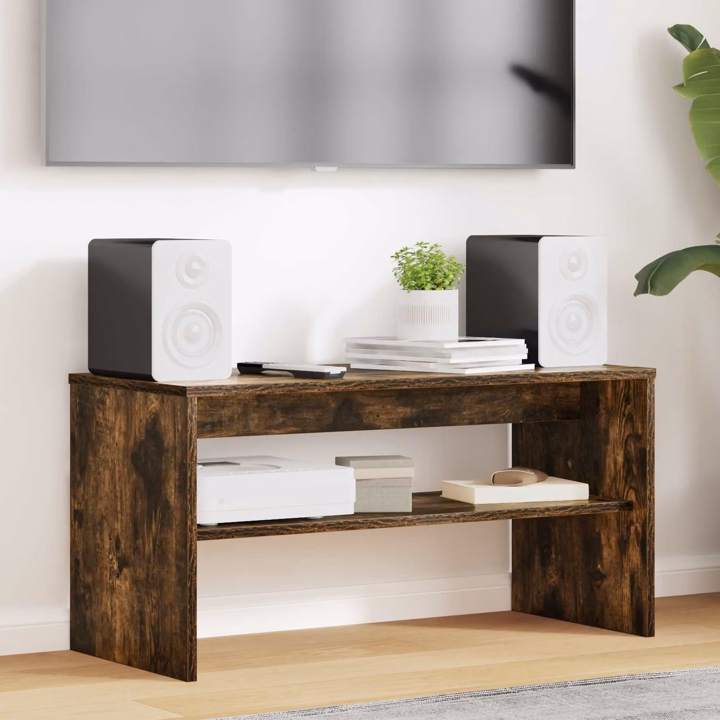 Mobile TV vidaXL in legno ingegnerizzato Rovere Fumo, L 80 x P 35 x H 40 cm