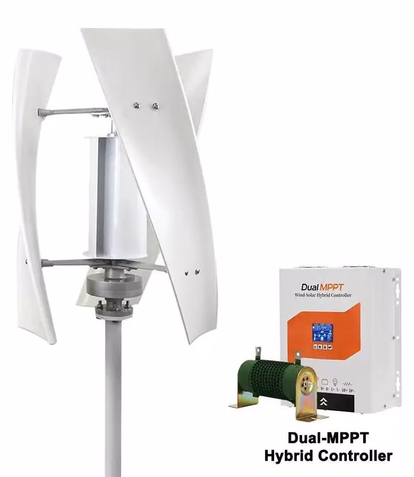 Turbina eolica verticale da 3000W - Generatore eolico 12V/24V ibrido con tecnologia DMPPT - Basso livello di rumore, ideale per sistemi off-grid - Adatto per abitazioni, camper, imbarcazioni, campeggio - Realizzato in lega di alluminio
