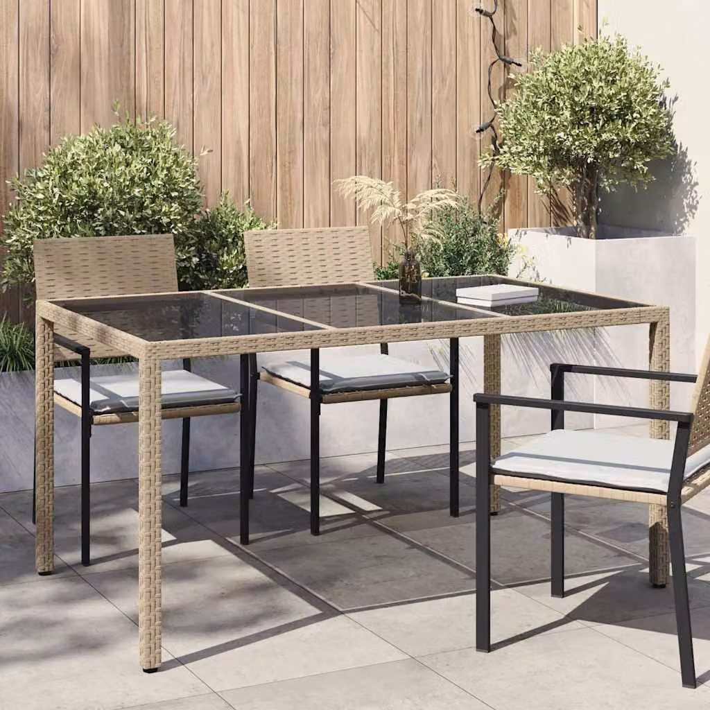 vidaXL Tavolo da giardino rettangolare in polyrattan beige L: 150 cm, P: 90 cm, H: 75 cm