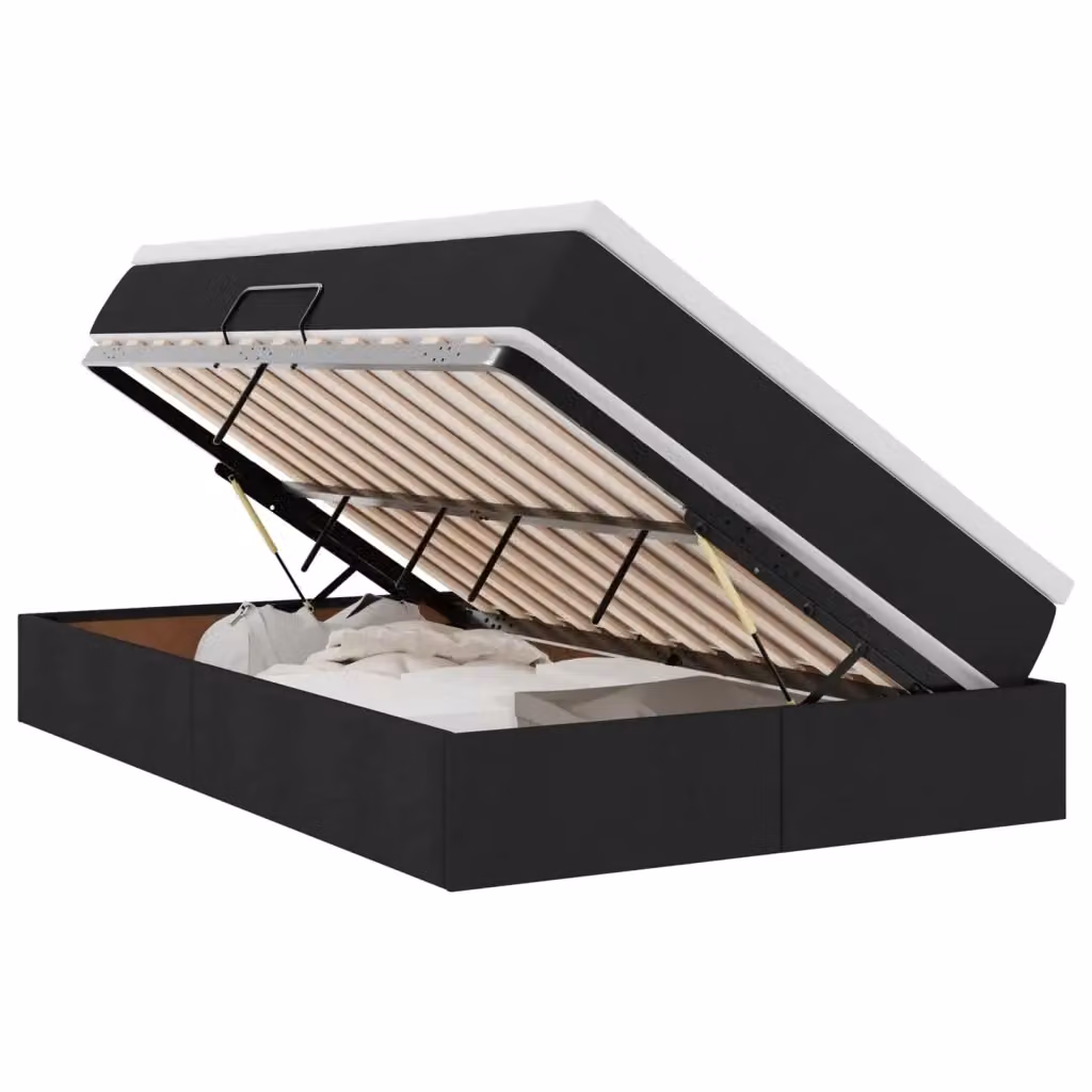 Letto con contenitore e materasso ibrido vidaXL, colore nero, L/P/H: 120 x 200 x 48.5 cm – 2