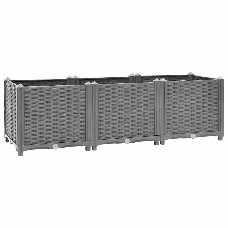 Fioriera Rialzata vidaXL in Polipropilene Grigia L/P/H: 120 x 40 x 38 cm