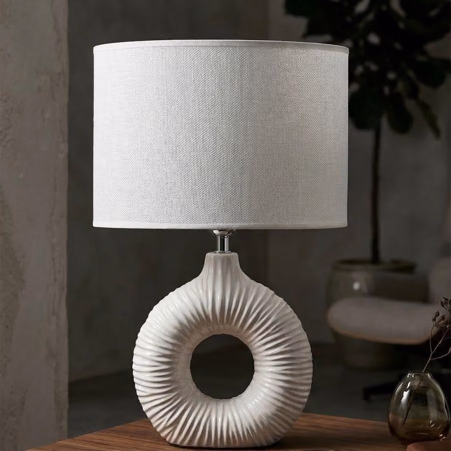 Lampada da tavolo Mauro Ferretti, modello Seta, attacco E14, dimensioni 28,5 x 15 x 43 cm, colore bianco