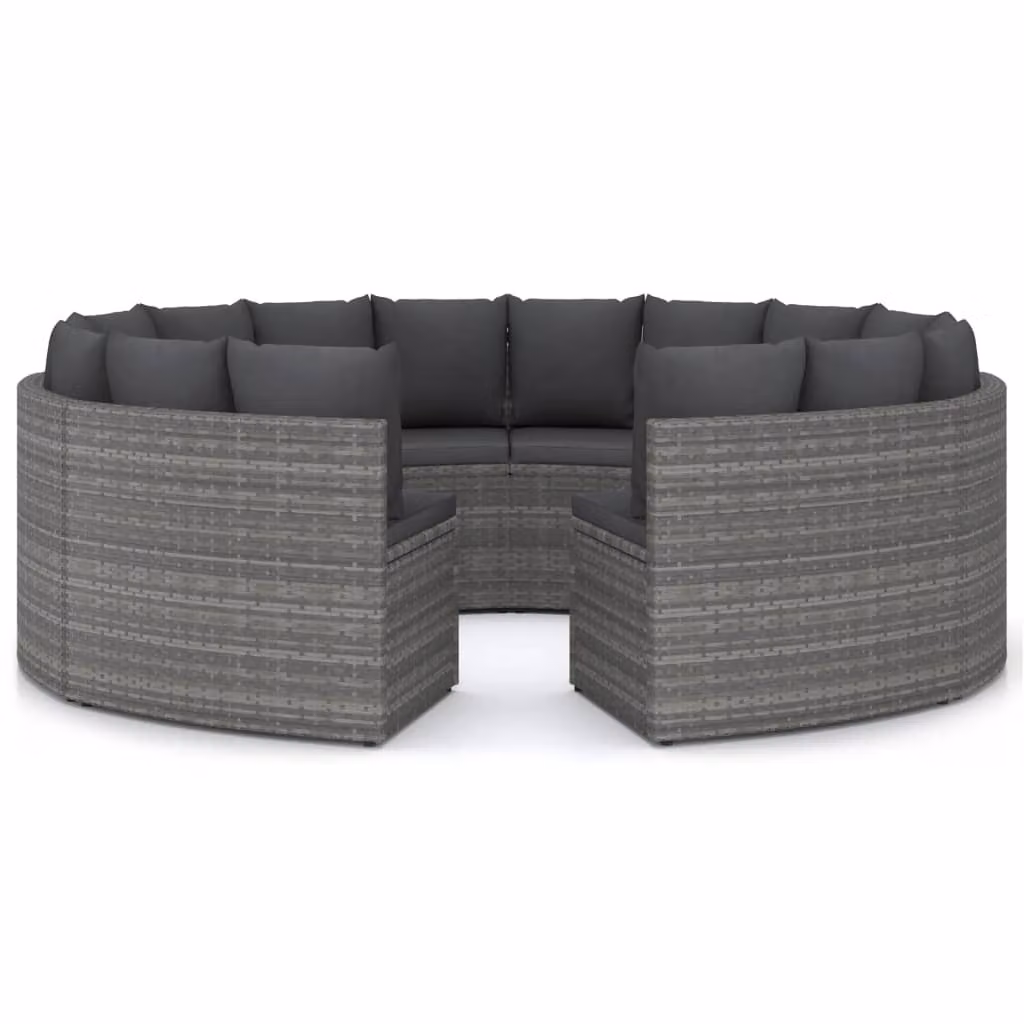 Set Divani da Giardino 8 pz con Cuscini in Polyrattan Grigio